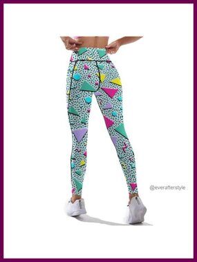 High Waist Tummy Control Yoga Leggings with Pockets, 86% Polyester 14% Spandex